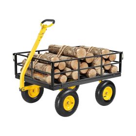VEVOR 1200 Lbs Steel Garden Cart, Heavy Duty Pullable Garden Wagon Yard Cart