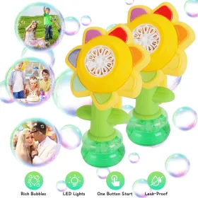 2Pcs Bubble Machines With Lights For Kids Rechargeable Dancing Sunflower Bubble Maker For 4-8Years Old Toddlers Outdoor Summer Play Toy Party Bir (Option: 2PCS)