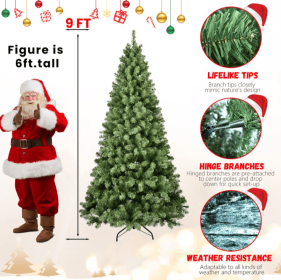 Prelit 5.6.7.8.9ft PVC Tree  Memory Wire (Option: 9foot PVC tree)