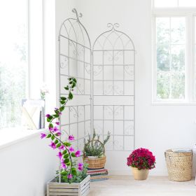 4 Pack Metal Garden Trellis 7  X19.7 Rustproof For Climbing Plants Support (Color: White)