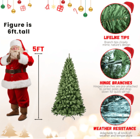 Prelit 5.6.7.8.9ft PVC Tree  Memory Wire (Option: 5foot PVC tree)
