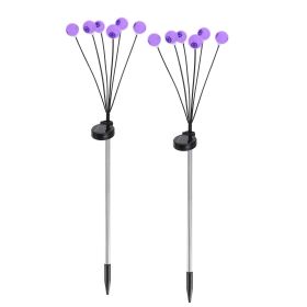 2Pcs Purple Light OR 2Pcs Green Light Solar Scary Eyeballs Lights Outdoor Halloween Decoration Swaying Light Halloween Path Lights Ornaments With (Color: PURPLE)