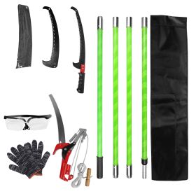4M-8M Size Options -- 1Pc 2 In 1 Extra Long Manual Pole Saw Extendable Tree Pruner For High Branches With Pruner Scissors 2 Double-hooked Saw Bla (Option: 4M)