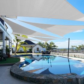 Artpuch Custom Size Light Gray Sun Shade Sail Triangle Canopy 185 GSM Durable Fabric UV Block Awning for Outdoor Patio Garden Backyard (Customize (Color: Light Gray, size: 16x16x22.6)