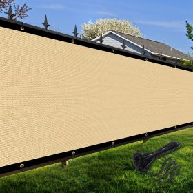Artpuch Privacy Fence Screen Sand Customized Outdoor Mesh Panels for Backyard, Balcony,Patio,Construction Site with Zip Ties (Color: Sand, size: 5x38 ft)
